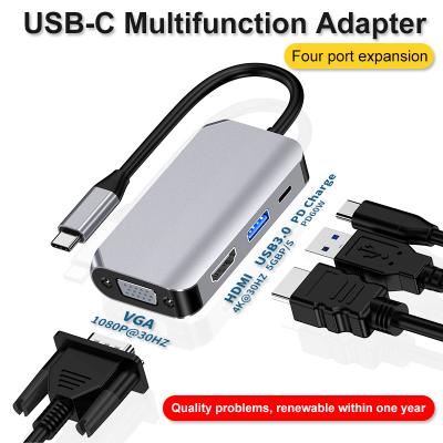 4 in 1 Type C converter to HDMI PD USB 3.0 VGA Dock Station