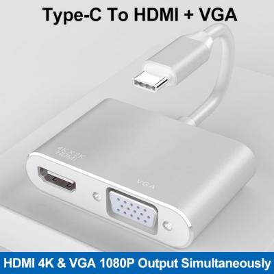 2 in 1 Multi-port Type C 3.1 converter to VGA 1080P HDMI 4K adapter Dock Station