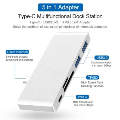 5 in 1 Converter Type C with thuderbold 3 support 40Gbps/S to USB 3.0 Type C TF SD Card Dock Station