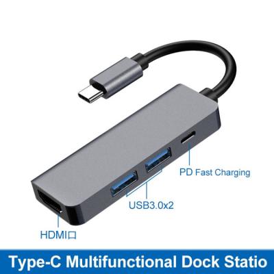 4 in 1 plug and play Type C converter for PC Laptop Anroid Iphone to USB 3.0 PD 60W HDMI USB HUB Dock Station