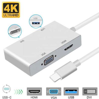 4 in 1 OEM ODM Type C Converter to USB 3.0 DVII VGA HDMI 4K multiport Dock Station