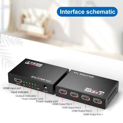 1 input 4 output 4 way 4 port audio video 1080P HDMI Splitter