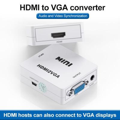 Mini HDMI to VGA Converter Box 1080P HDMI to VGA Video Audio AV Adapter For PC Laptop DVD to HDTV