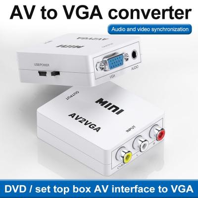 1080P Mini AV TO VGA to AV RCA Converter with 3.5mm Audio AV2VGA VGA2AV CVBS Adapter for PC to HD TV Convert NTSC PAL SXGA