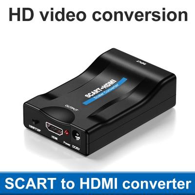 AV Scaler Converter Adapter 1080P 720P HDTV HDCP Supports PAL/NTSC Formats HDMI to SCART Converter for TV and Monitor