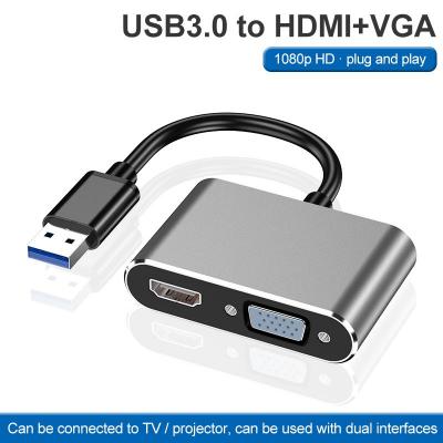 USB 3.0 Input VGA HDMI Output dual display Screen usb to vga HDMI Converter adapter HUB